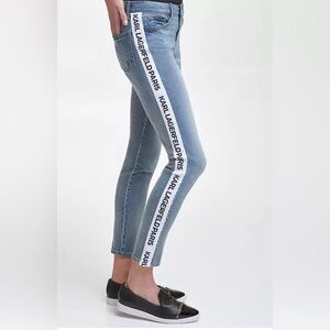 Karl Lagerfeld Paris Skinny Logo Taping Mid Rise Jean Size 6 Modern Lux Chic